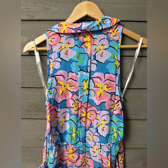 NWT For Love & Lemons Blue Yasmin Blue Tropical Floral Mini Dress 100% Bamboo M - Picture 13 of 15